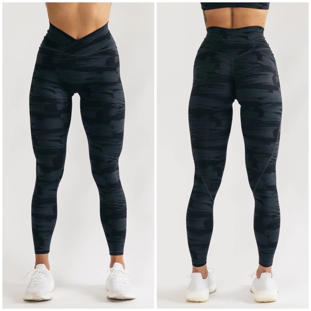 Alphalete Black Canvas Camo Surface Power Leggings